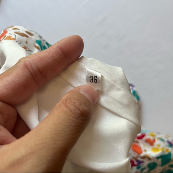 STORM & MARIE white multicolor abstract botanical leaf floral blouse skirt set - Picture 9 of 9